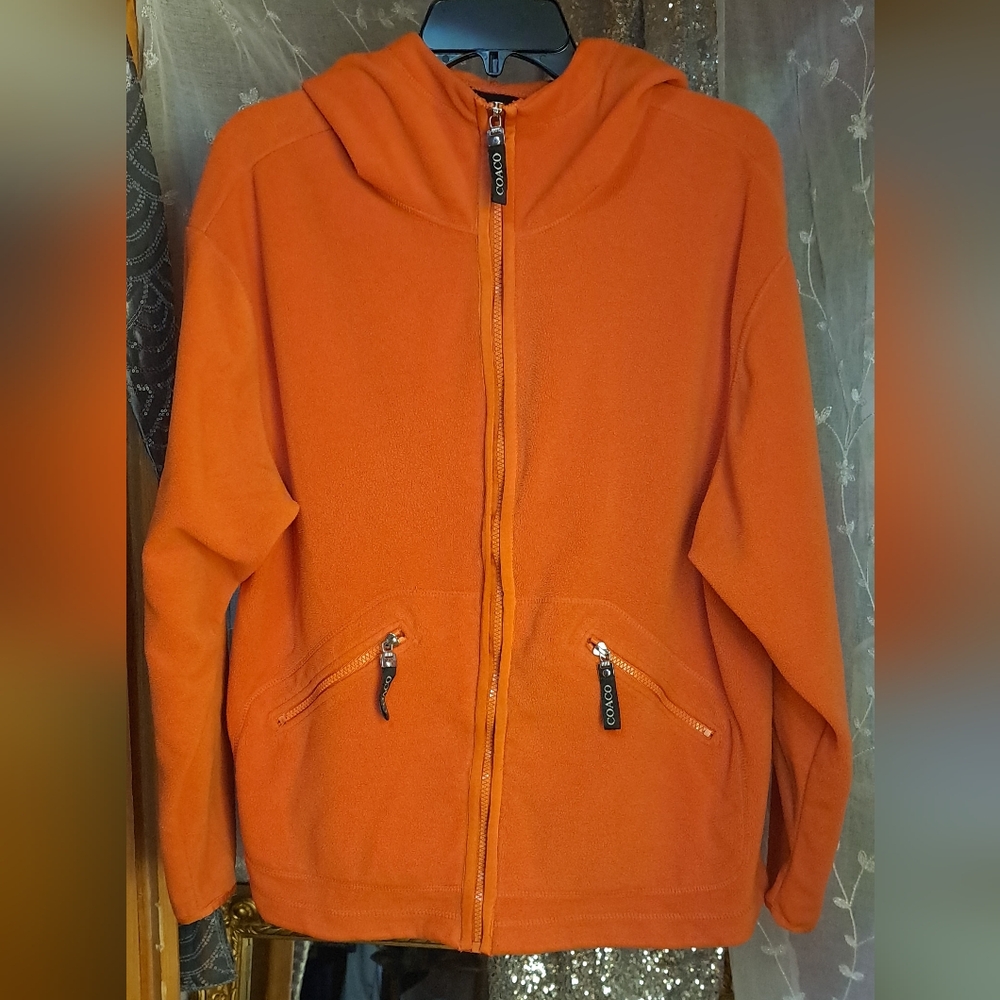 Coaco New York Women's Orange Zip-Up Hoodie.